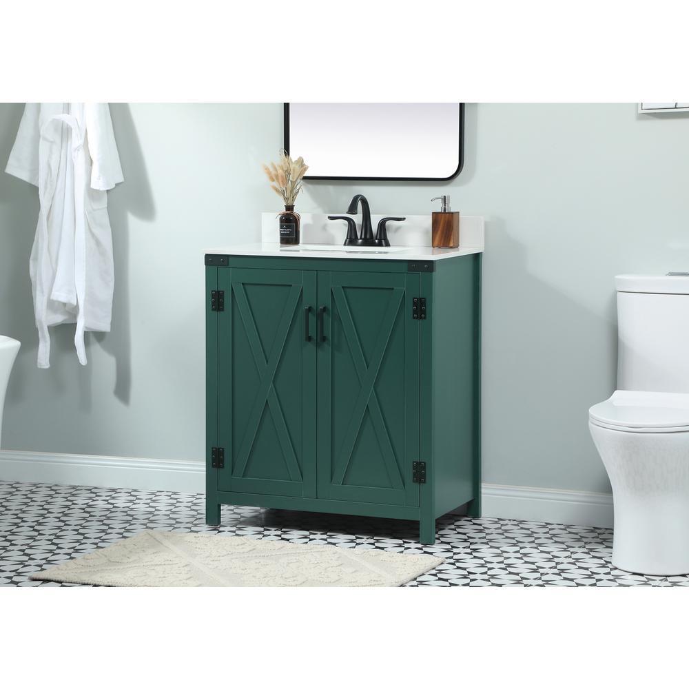 30 Inch Single Bathroom Vanity In Green With Backsplash. Picture 2