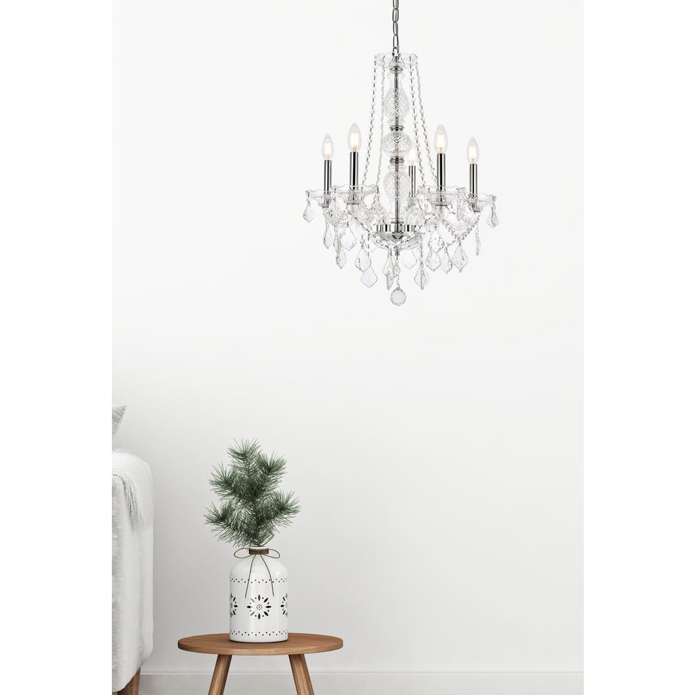 Verona 5 Light Chrome Chandelier Clear Royal Cut Crystal. Picture 7