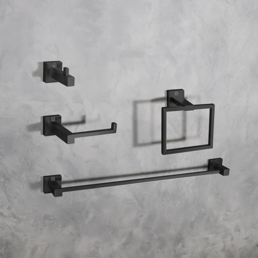 Isla 4-Piece Bathroom Hardware Set In Matte Black. Picture 2