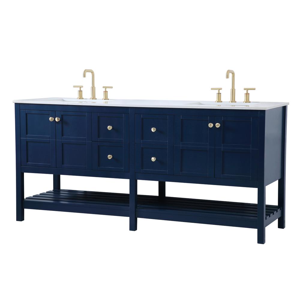 72 Inch Double Bathroom Vanity In Blue. Picture 6
