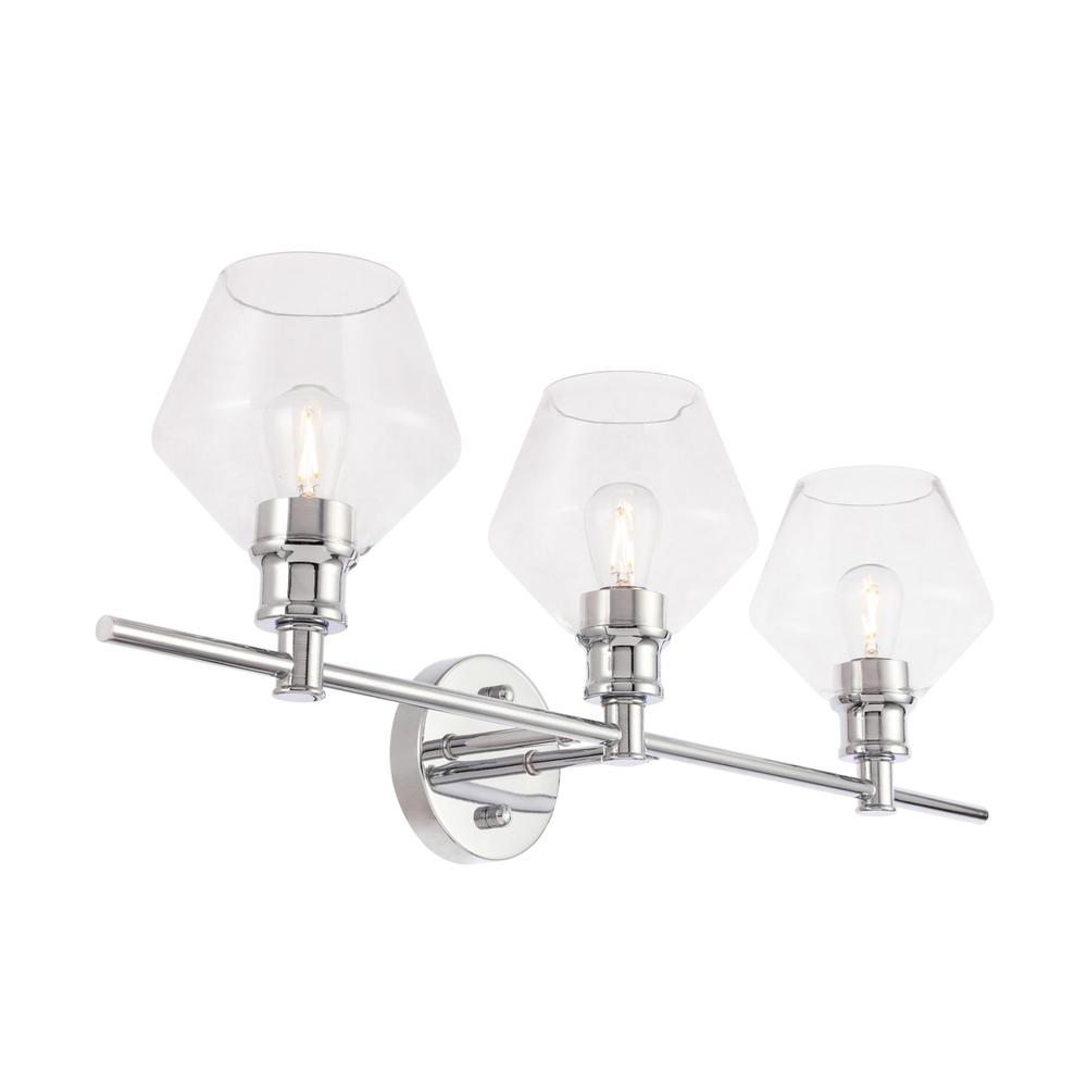 Gene 3 Light Chrome And Clear Glass Wall Sconce. Picture 7