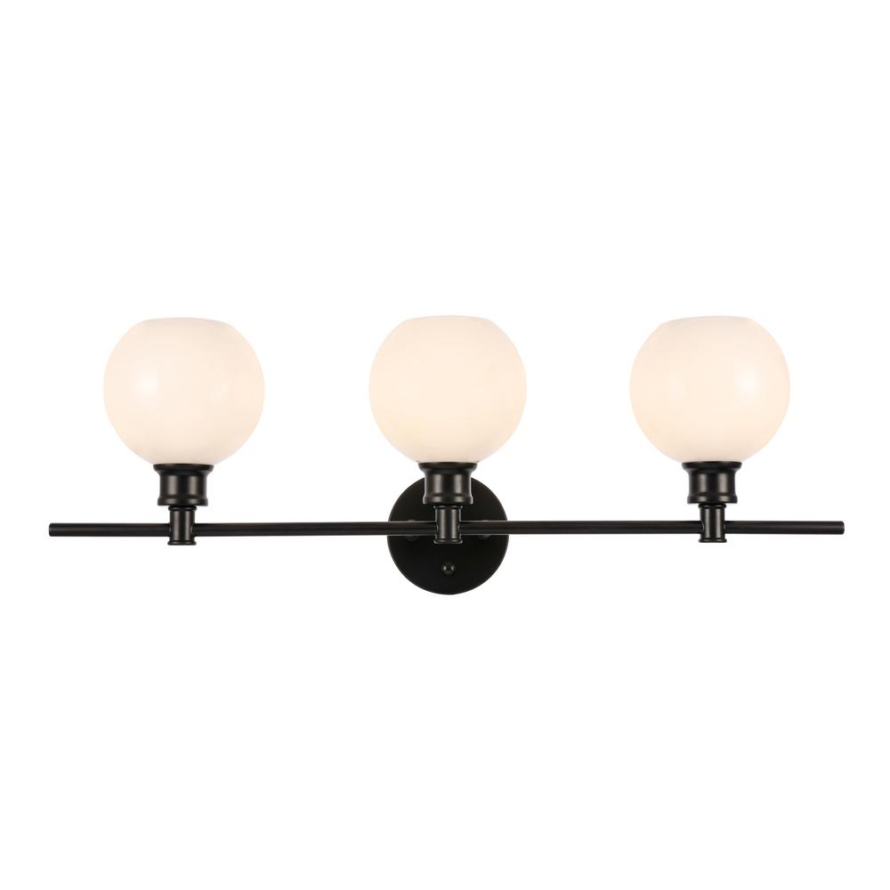 Collier 3 Light Black And Frosted White Glass Wall Sconce. Picture 1