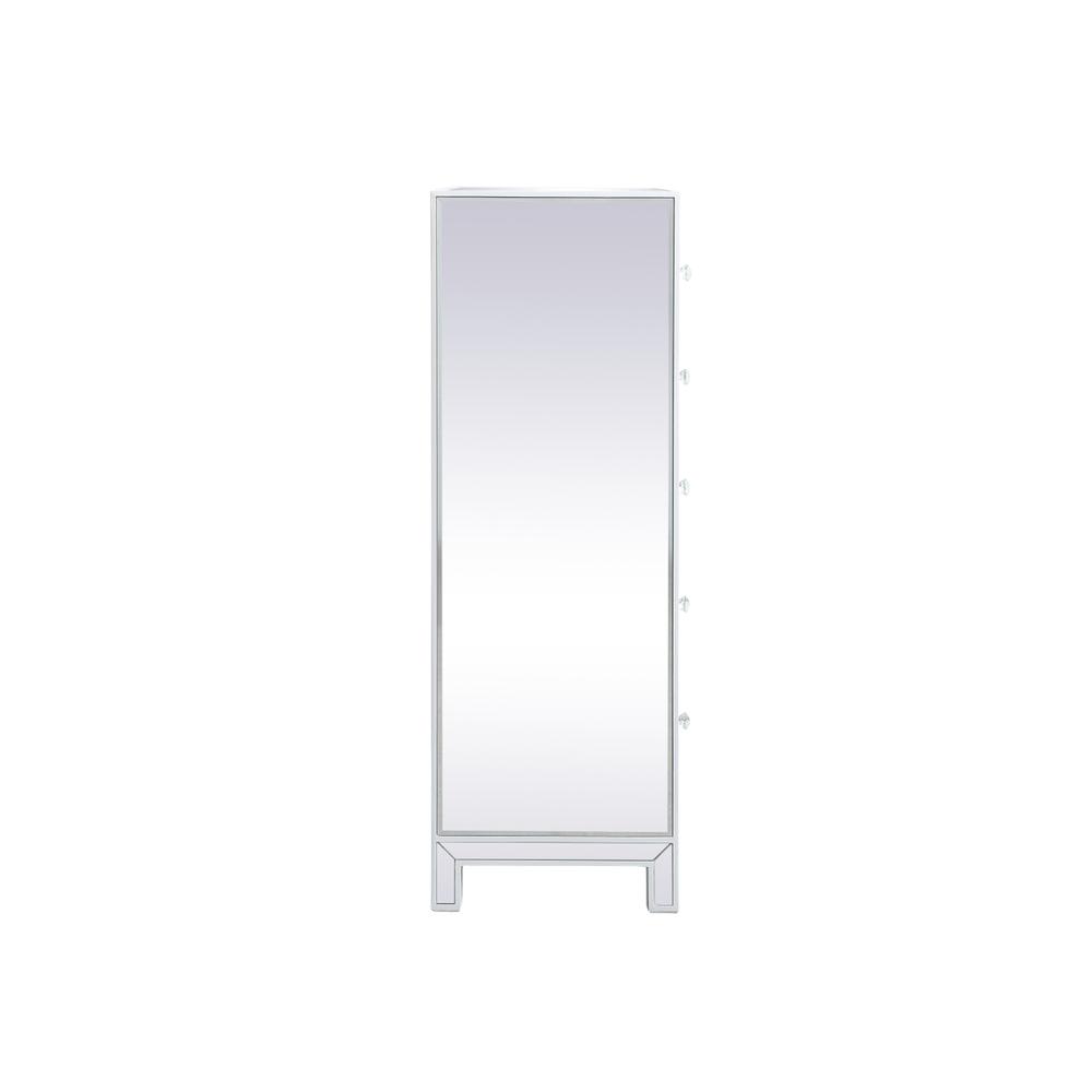 34 Inch Mirrored Five Drawer Cabinet In White. Picture 9