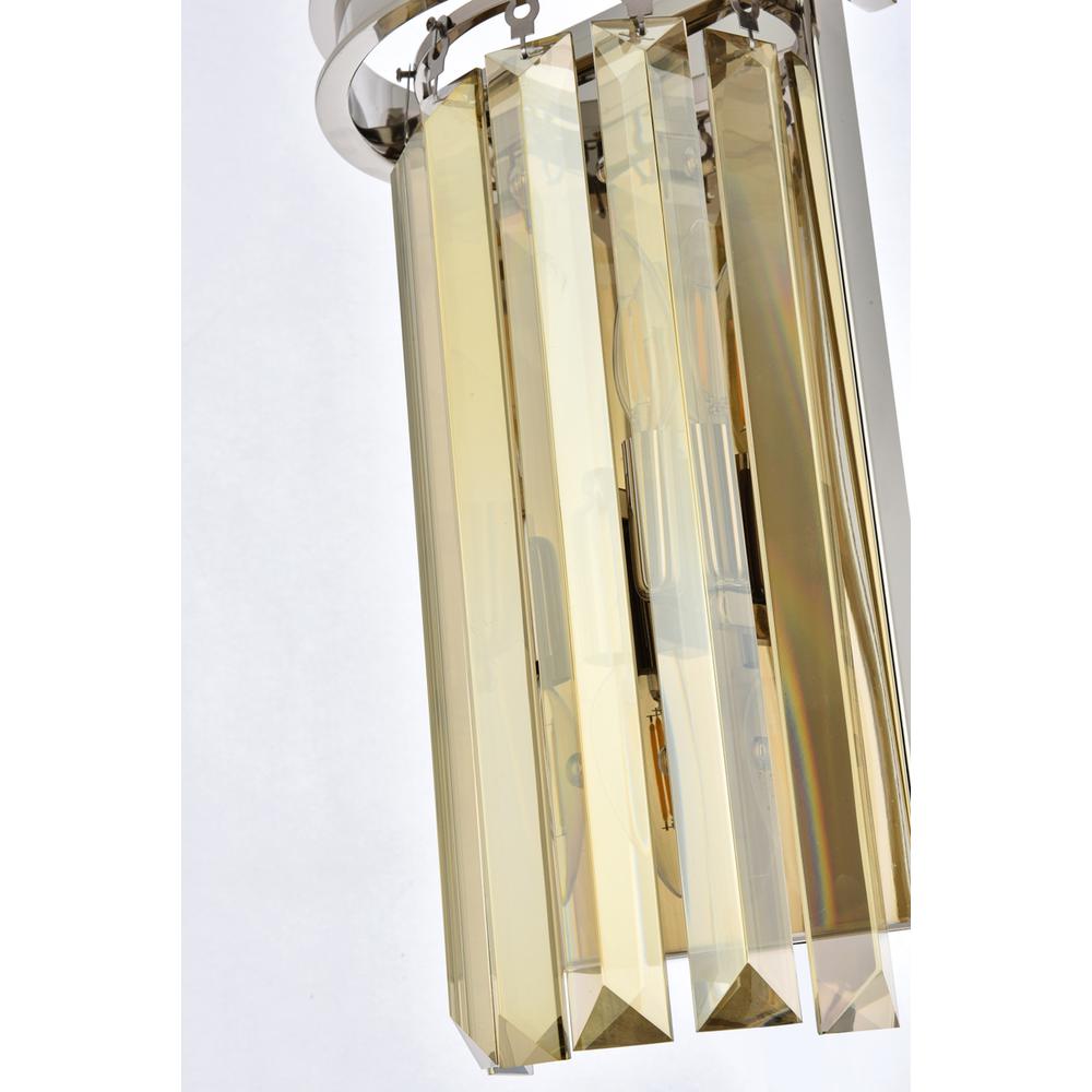 Sydney 2 Light Polished Nickel Wall Sconce Golden Teak (Smoky) Royal Cut Crystal. Picture 4