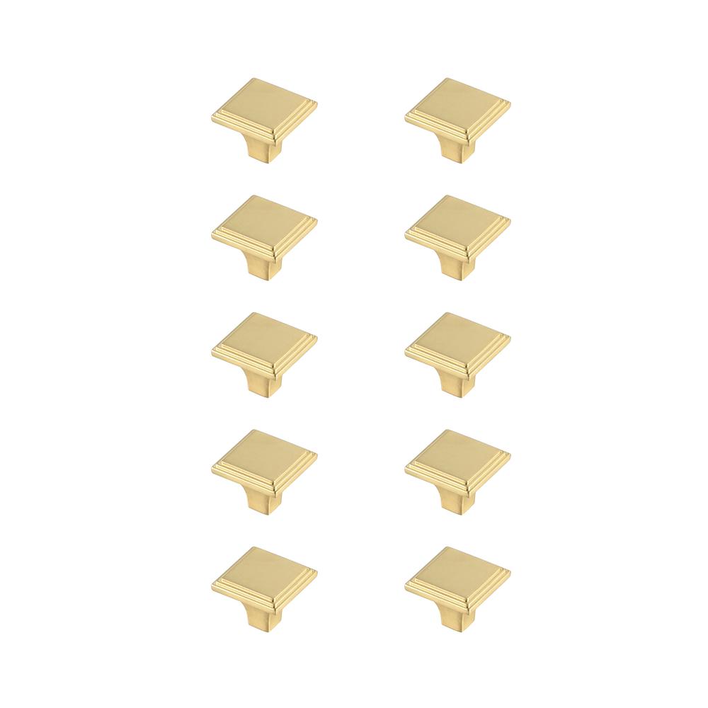 Wilow 1" Brushed Gold Square Knob Multipack (Set Of 10). Picture 1