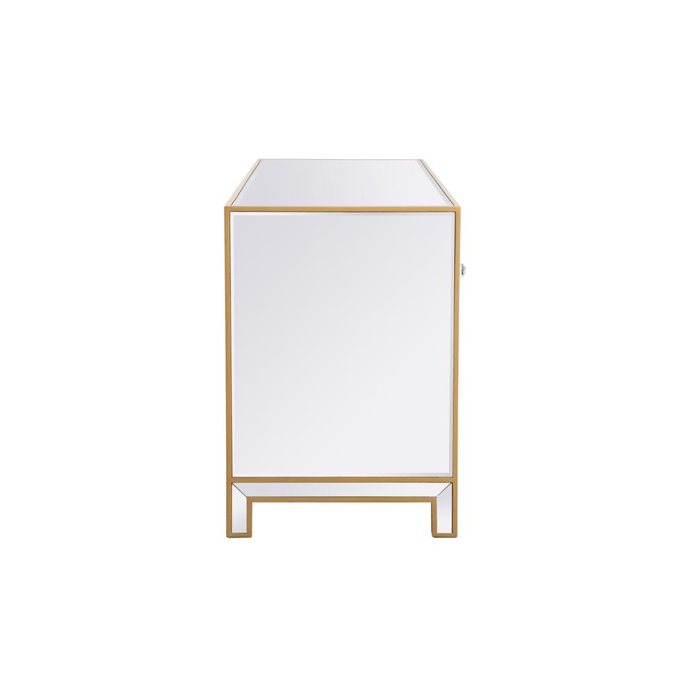 Reflexion 60 In. Mirrored Tv Stand With Wood Fireplace In Gold. Picture 11
