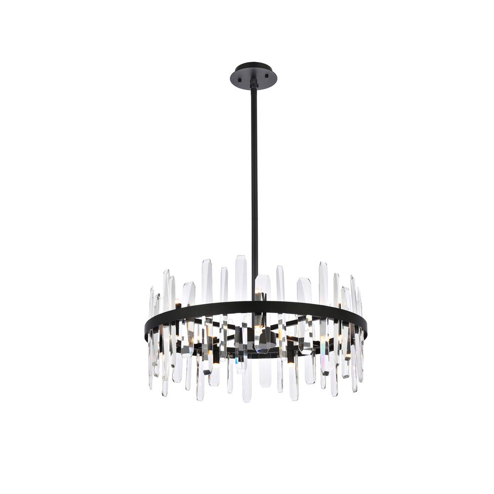 Serena 25 Inch Crystal Round Pendant In Black. Picture 1