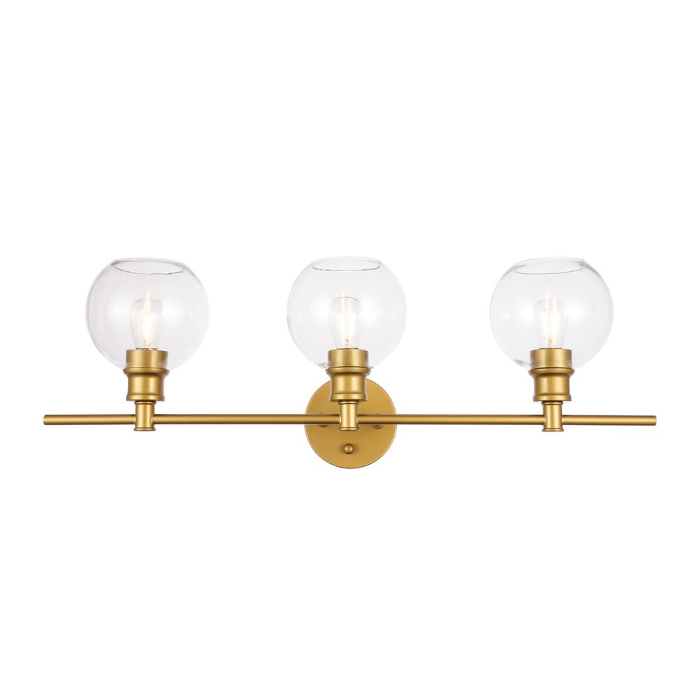 Collier 3 Light Brass And Clear Glass Wall Sconce. Picture 1
