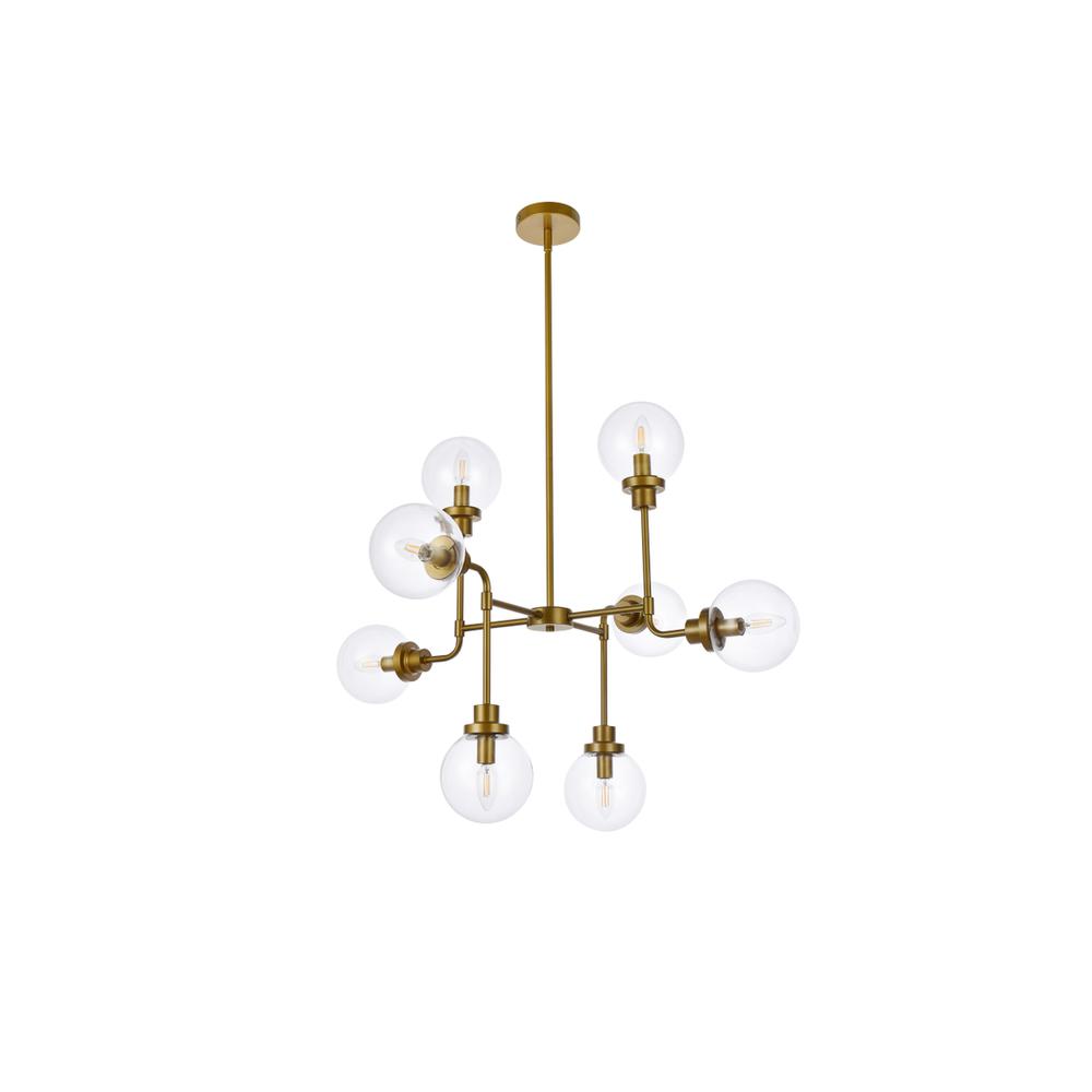Hanson 8 Lights Pendant In Brass With Clear Shade. Picture 6