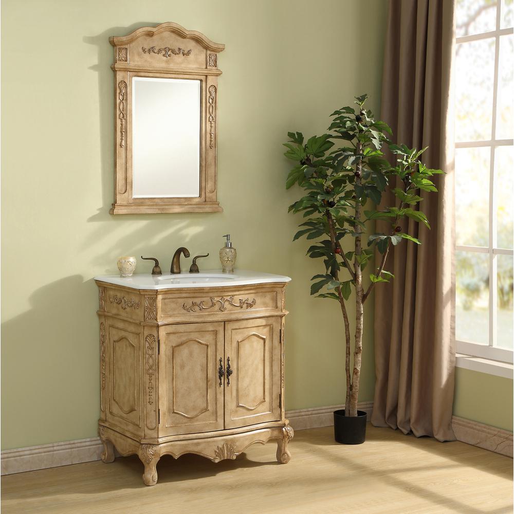 32 Inch Single Bathroom Vanity In Antique Beige. Picture 10