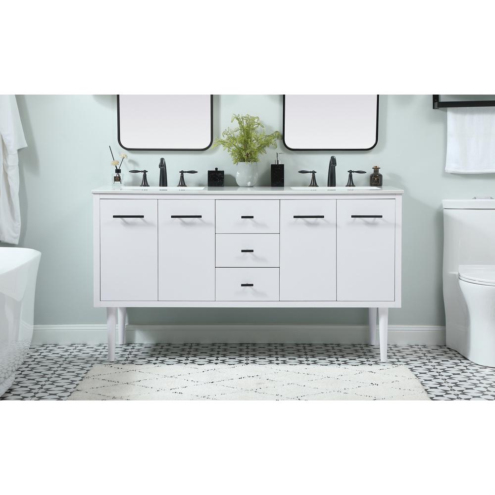 60 Inch Single Bathroom Vanity In White. Picture 14