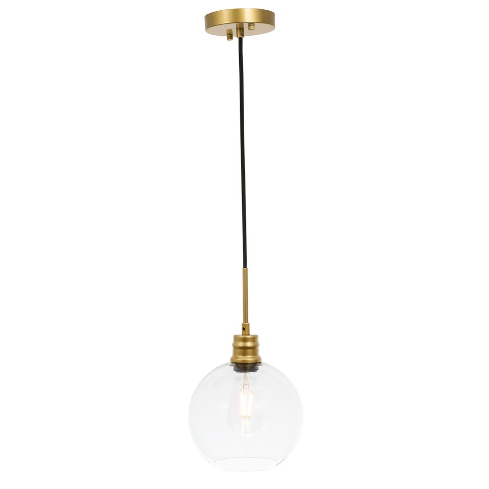 Emett 1 Light Brass And Clear Glass Pendant. Picture 5