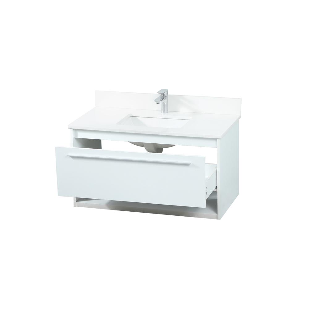 36 Inch Single Bathroom Vanity In White With Backsplash. Picture 9