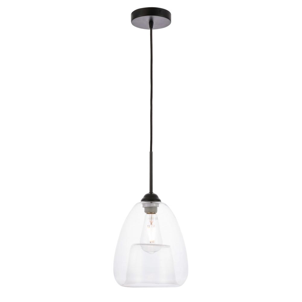 Kason 1 Light Black And Clear Glass Pendant. Picture 5