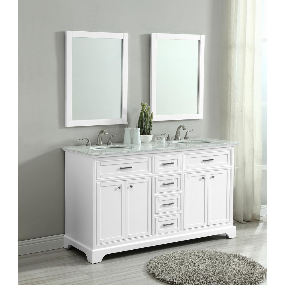 60 In. Double Bathroom Vanity Set In White. Picture 11