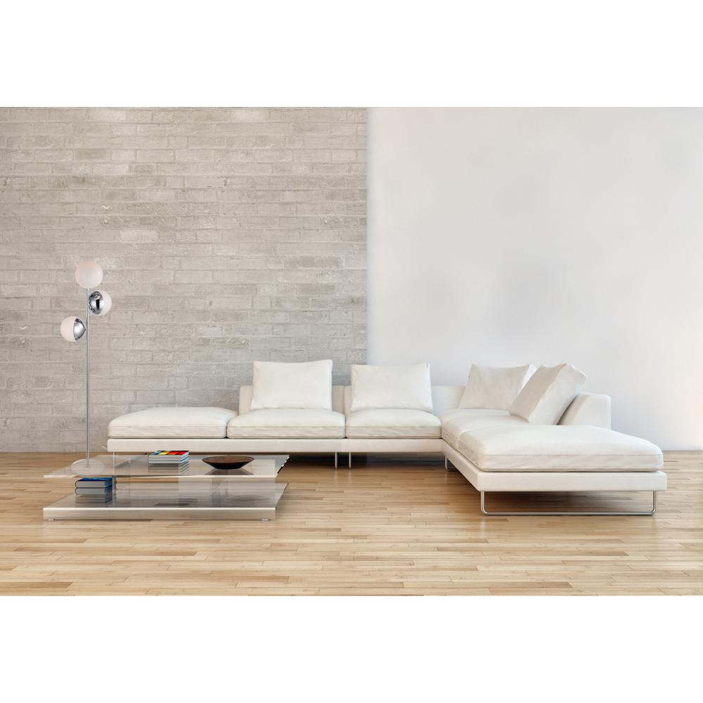 Eclipse 3 Lights Chrome Floor Lamp With Frosted White Glass. Picture 6
