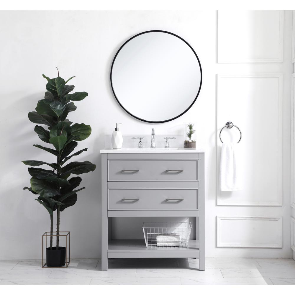 30 Inch Single Bathroom Vanity In Grey With Backsplash. Picture 6