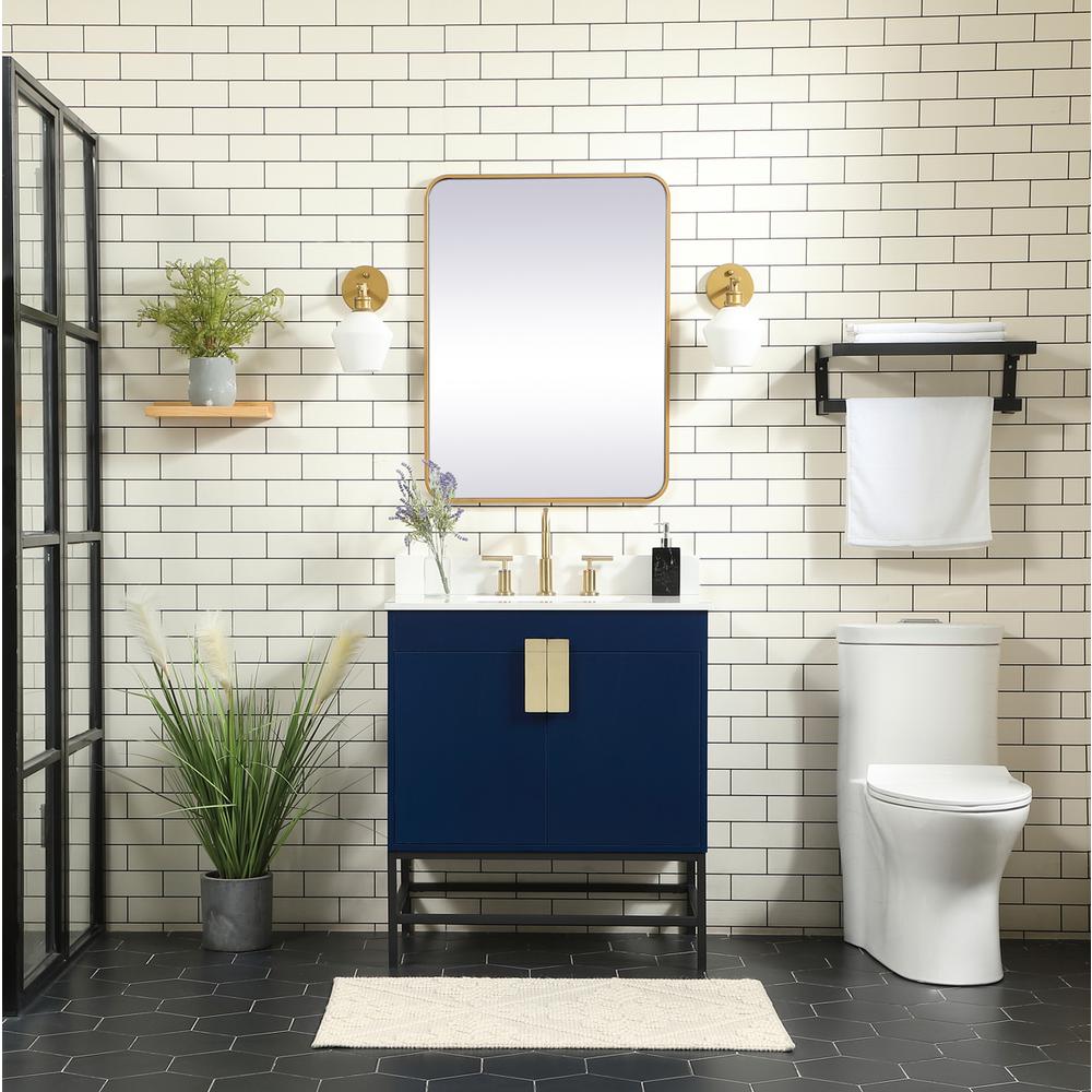 30 Inch Single Bathroom Vanity In Blue With Backsplash. Picture 4