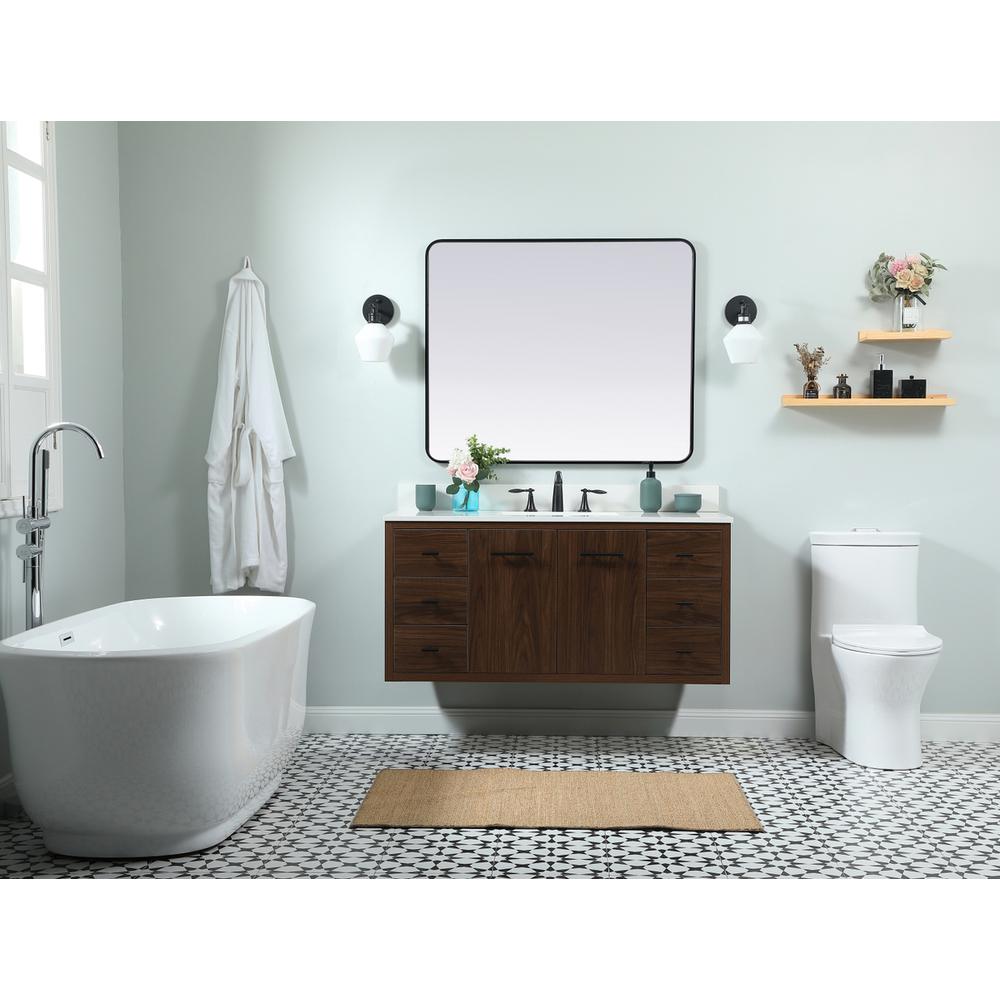 48 Inch Single Bathroom Vanity In Walnut With Backsplash. Picture 7