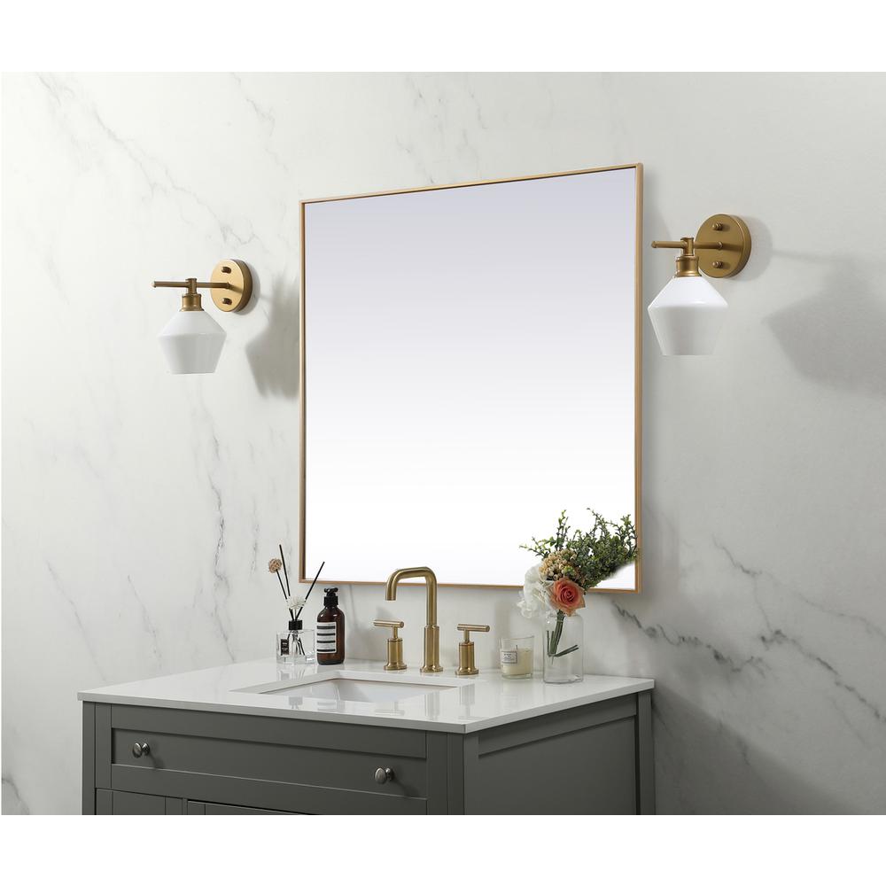 Metal Frame Square Mirror 48 Inch In Brass. Picture 2