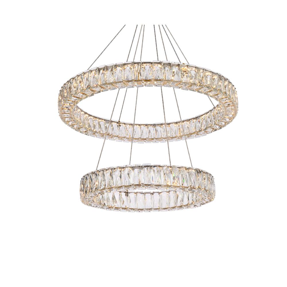 Monroe 28 Inch Led Double Ring Chandelier In Gold. Picture 2