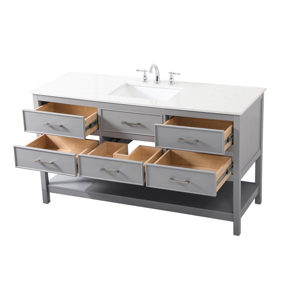 60 Inch Single Bathroom Vanity In Gray. Picture 9