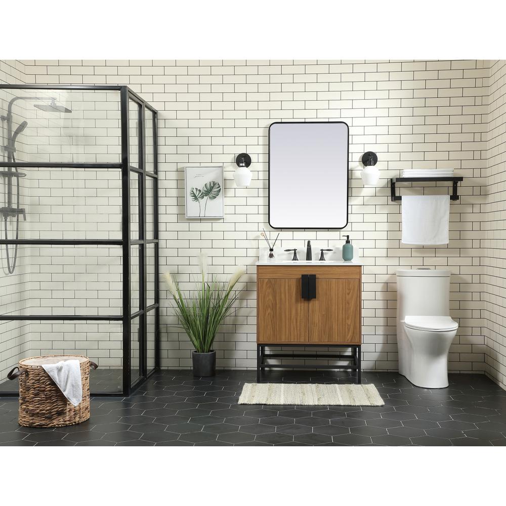30 Inch Single Bathroom Vanity In Walnut Brown With Backsplash. Picture 4