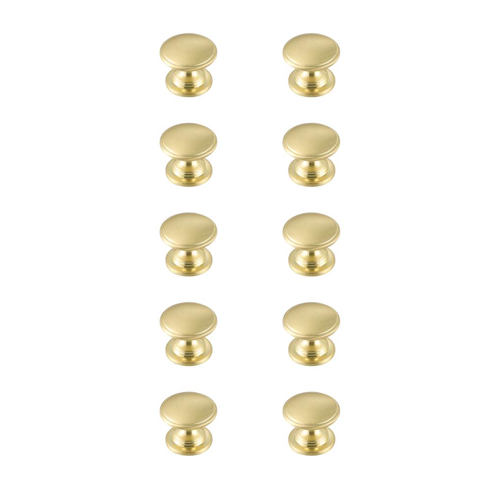 Kaid 1.2" Diameter Brushed Gold Mushroom Knob Multipack (Set Of 10). Picture 1