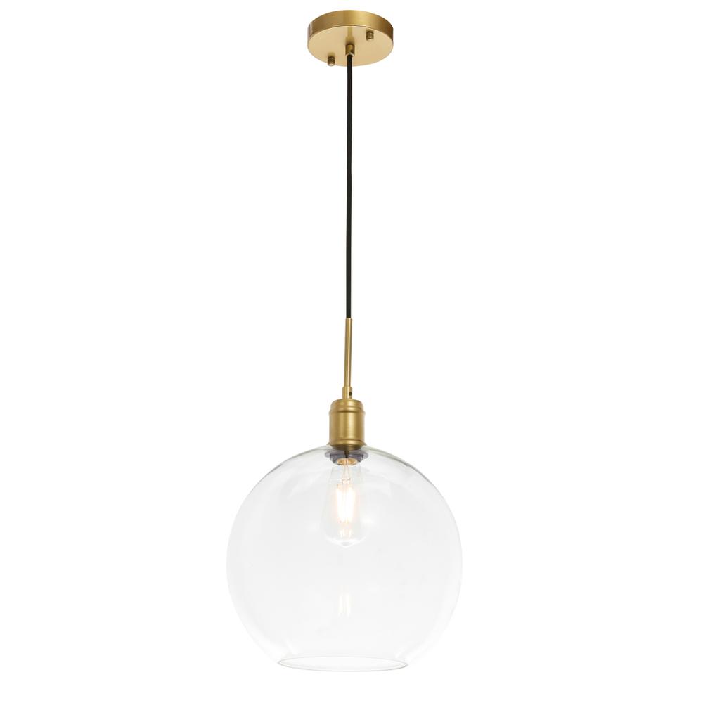 Emett 1 Light Brass And Clear Glass Pendant. Picture 5
