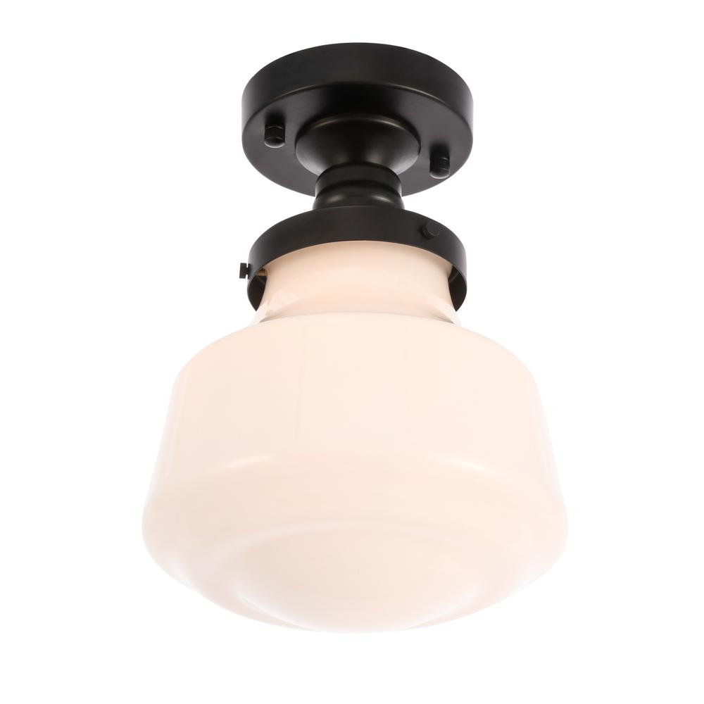 Lyle 1 Light Black And Frosted White Glass Flush Mount. Picture 6