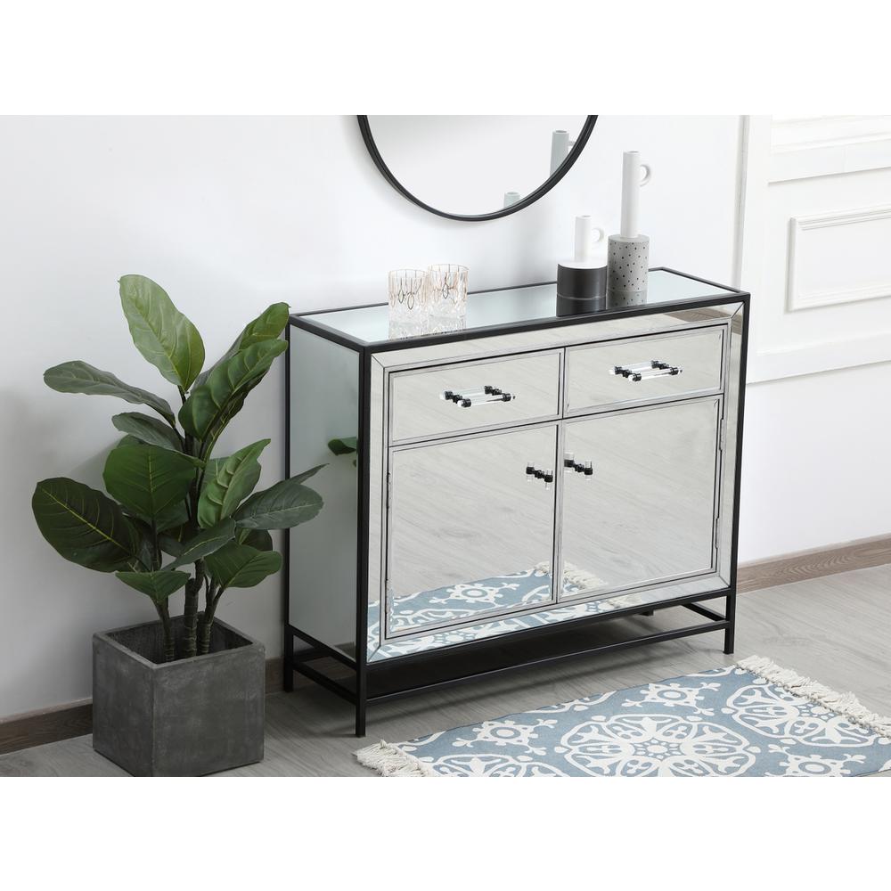 James 38 In. Mirrored Cabinet In Black. Picture 3