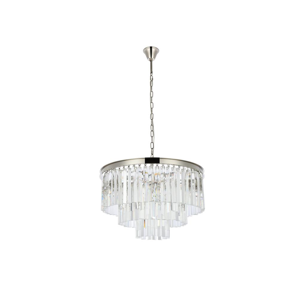 Sydney 9 Light Polished Nickel Chandelier Clear Royal Cut Crystal. Picture 6