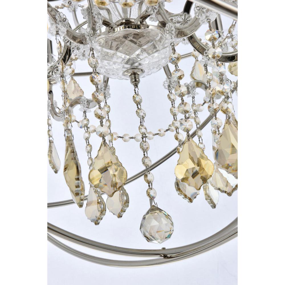 Geneva 6 Light Polished Nickel Chandelier Golden Teak (Smoky) Royal Cut Crystal. Picture 3
