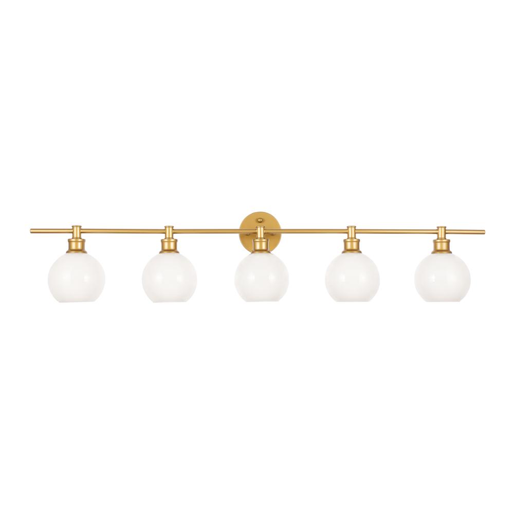 Collier 5 Light Brass And Frosted White Glass Wall Sconce. Picture 9