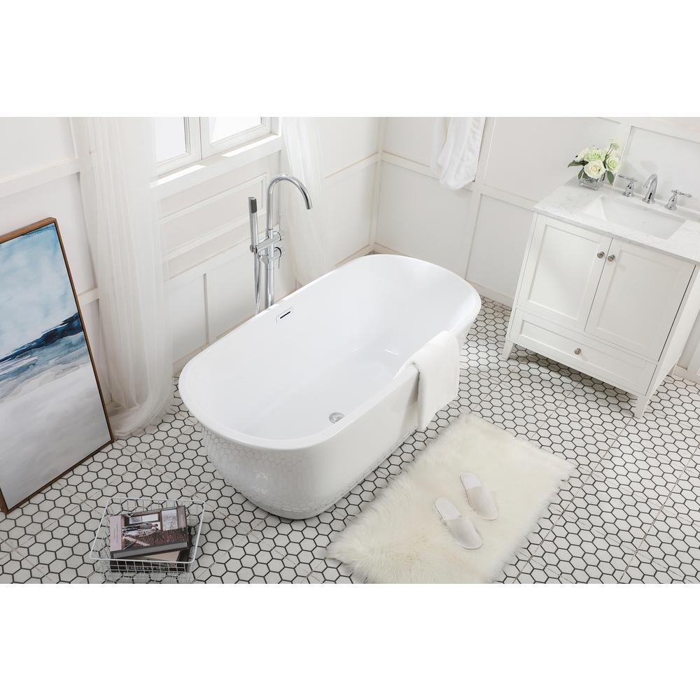 59 Inch Soaking Bathtub In Glossy White. Picture 4