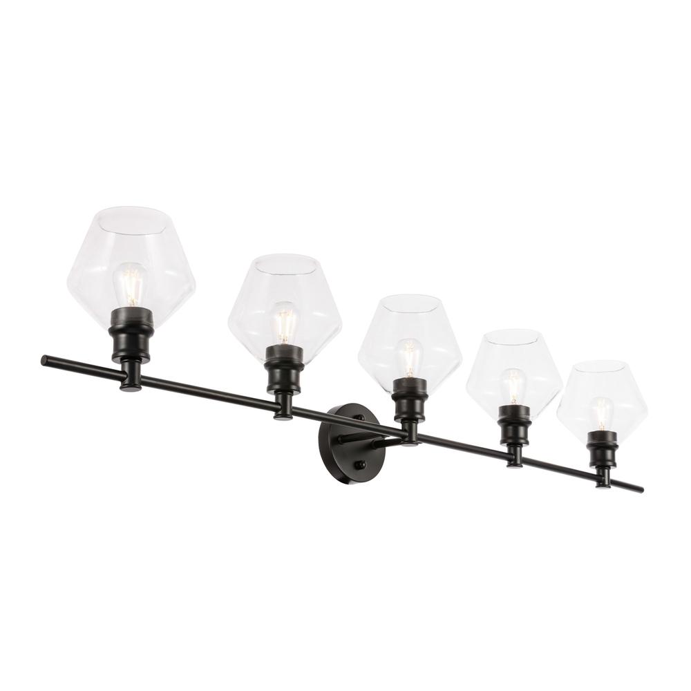 Gene 5 Light Black And Clear Glass Wall Sconce. Picture 7