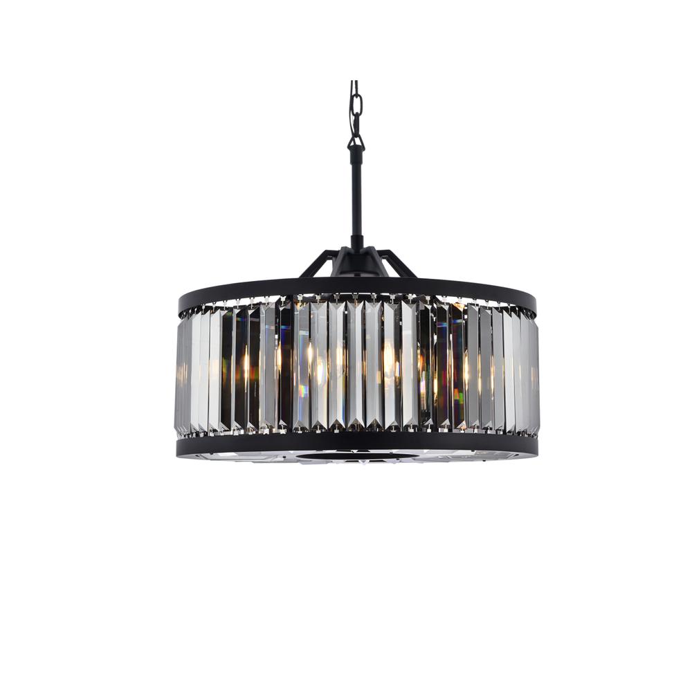Chelsea 8 Light Matte Black Chandelier Silver Shade (Grey) Royal Cut Crystal. Picture 2
