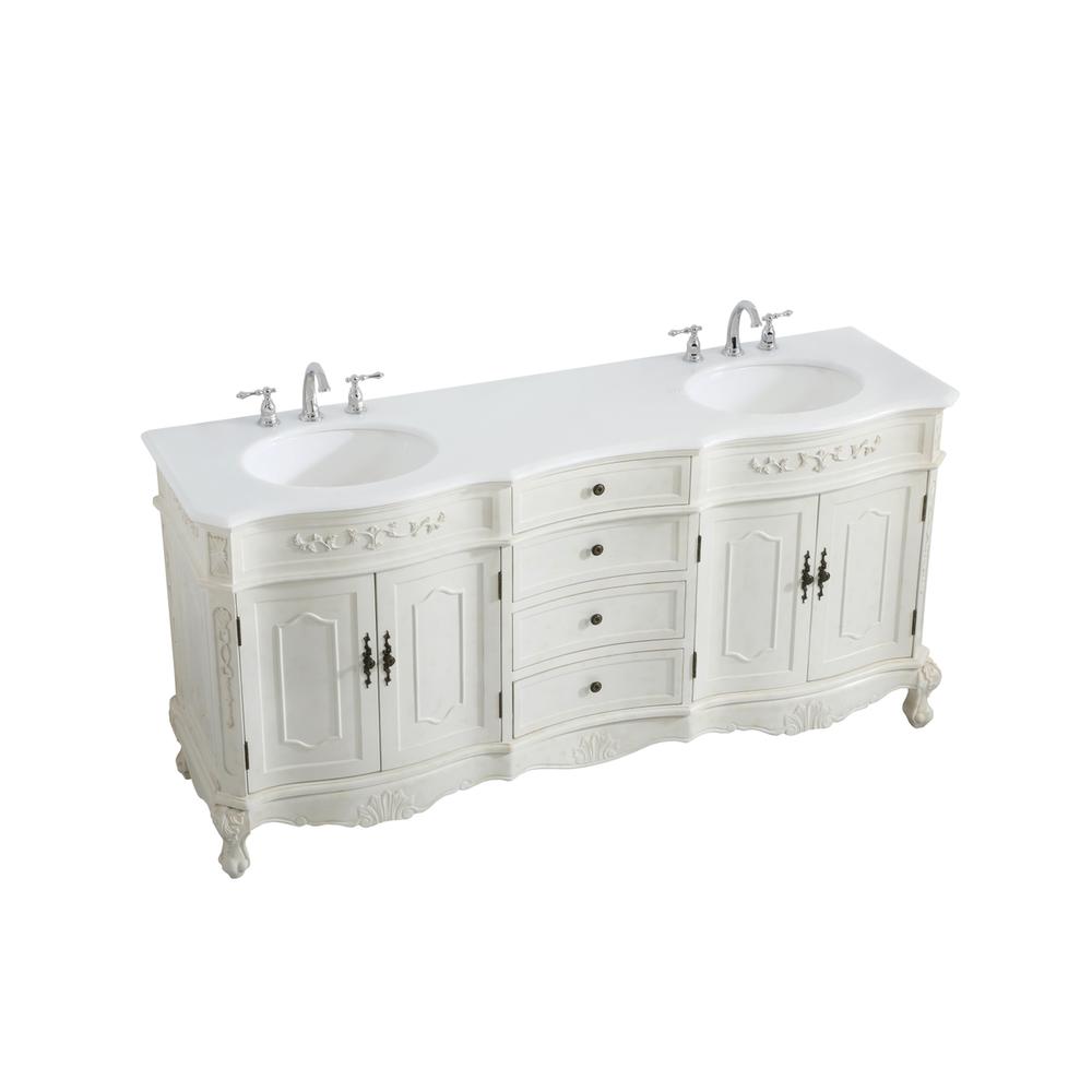 72 Inch Double Bathroom Vanity In Antique White. Picture 8