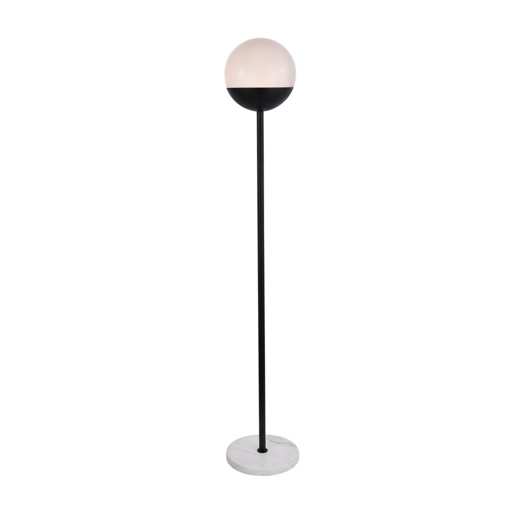 Eclipse 1 Light Black Floor Lamp With Frosted White Glass. Picture 1