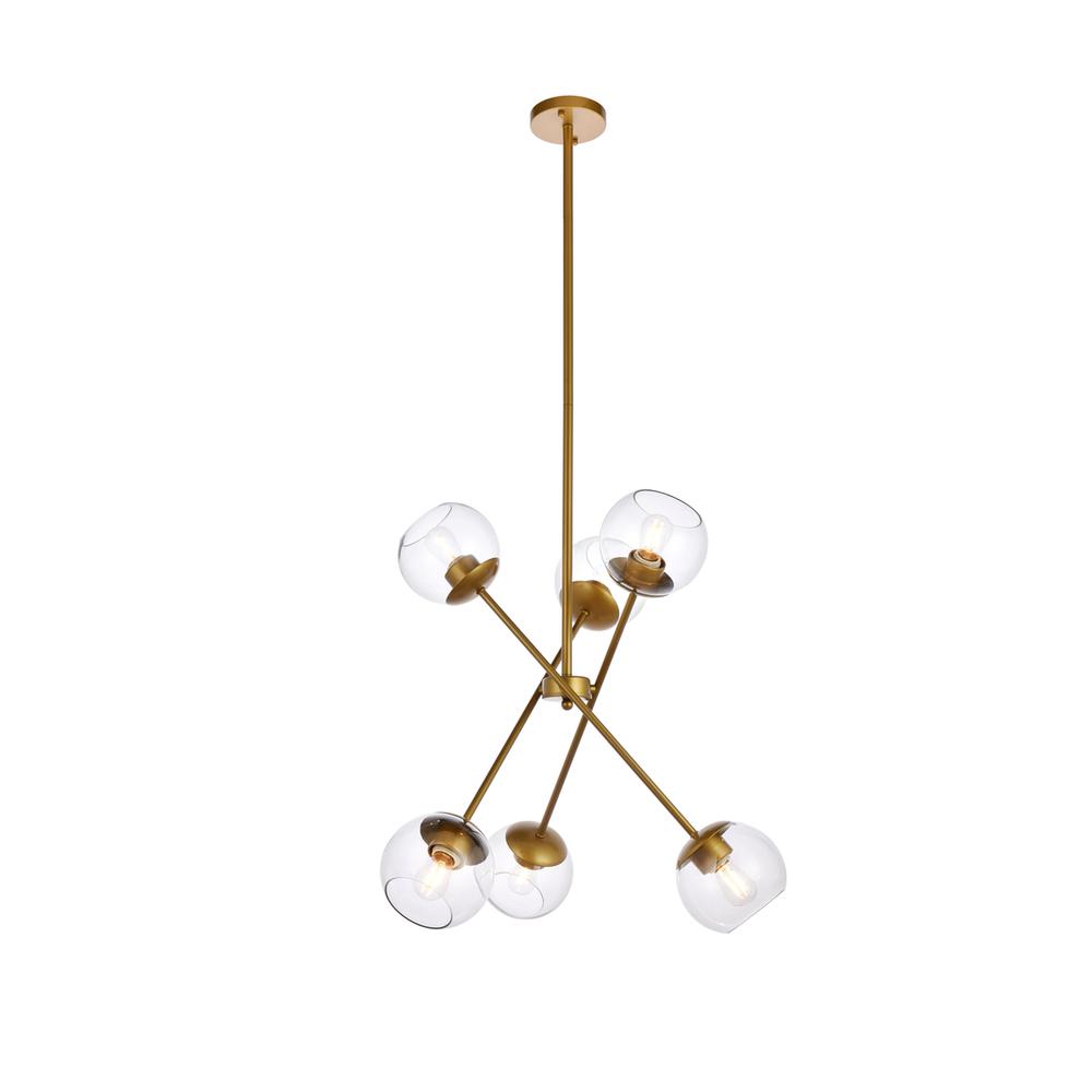 Axl 24 Inch Pendant In Brass With Clear Shade. Picture 1