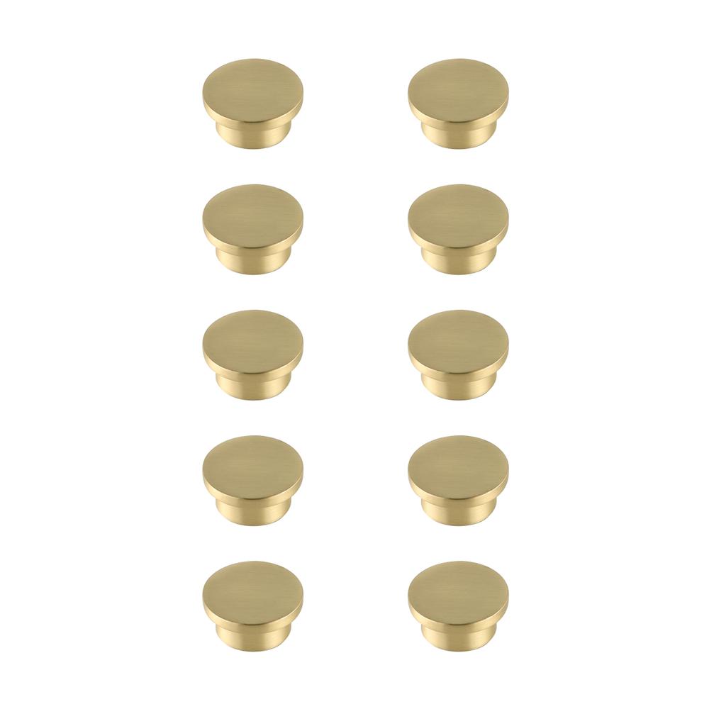 Trovon 1.6" Diameter Brushed Gold Oversize Round Knob Multipack (Set Of 10). Picture 1
