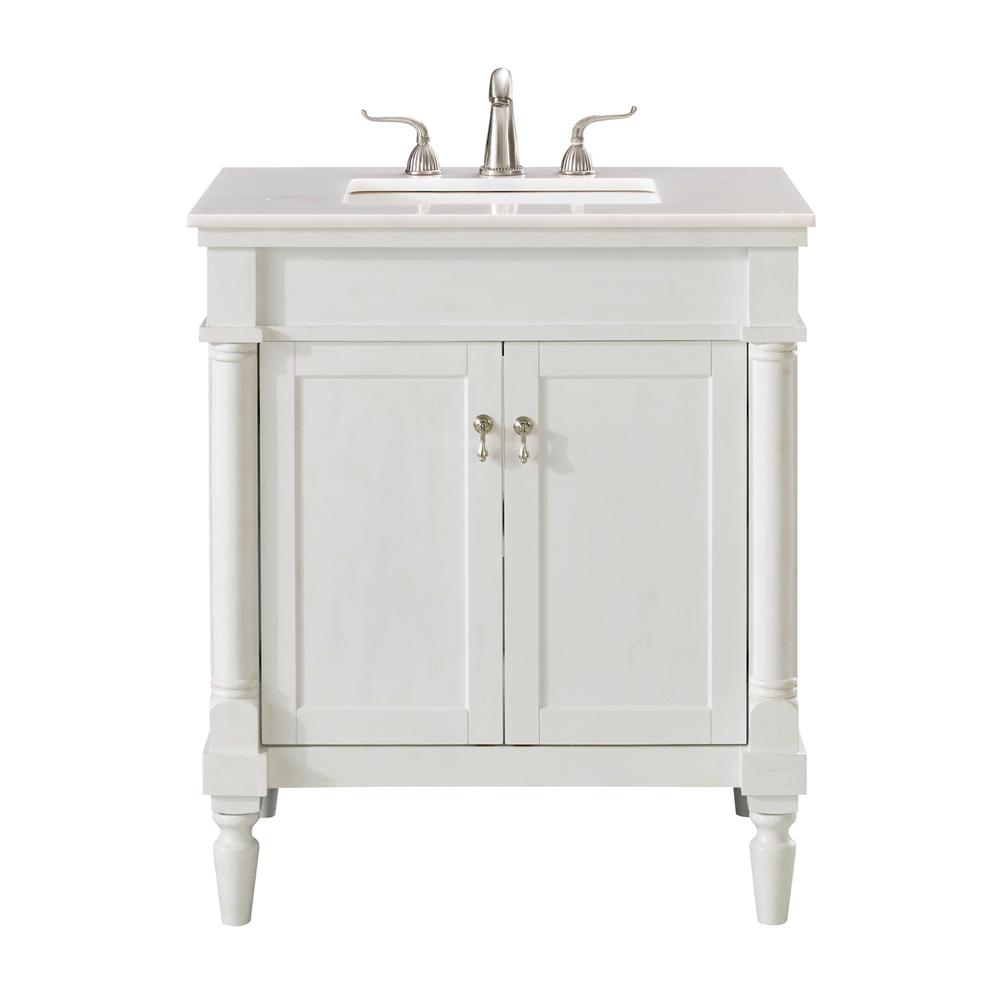30 In. Single Bathroom Vanity Set In Antique White. Picture 12