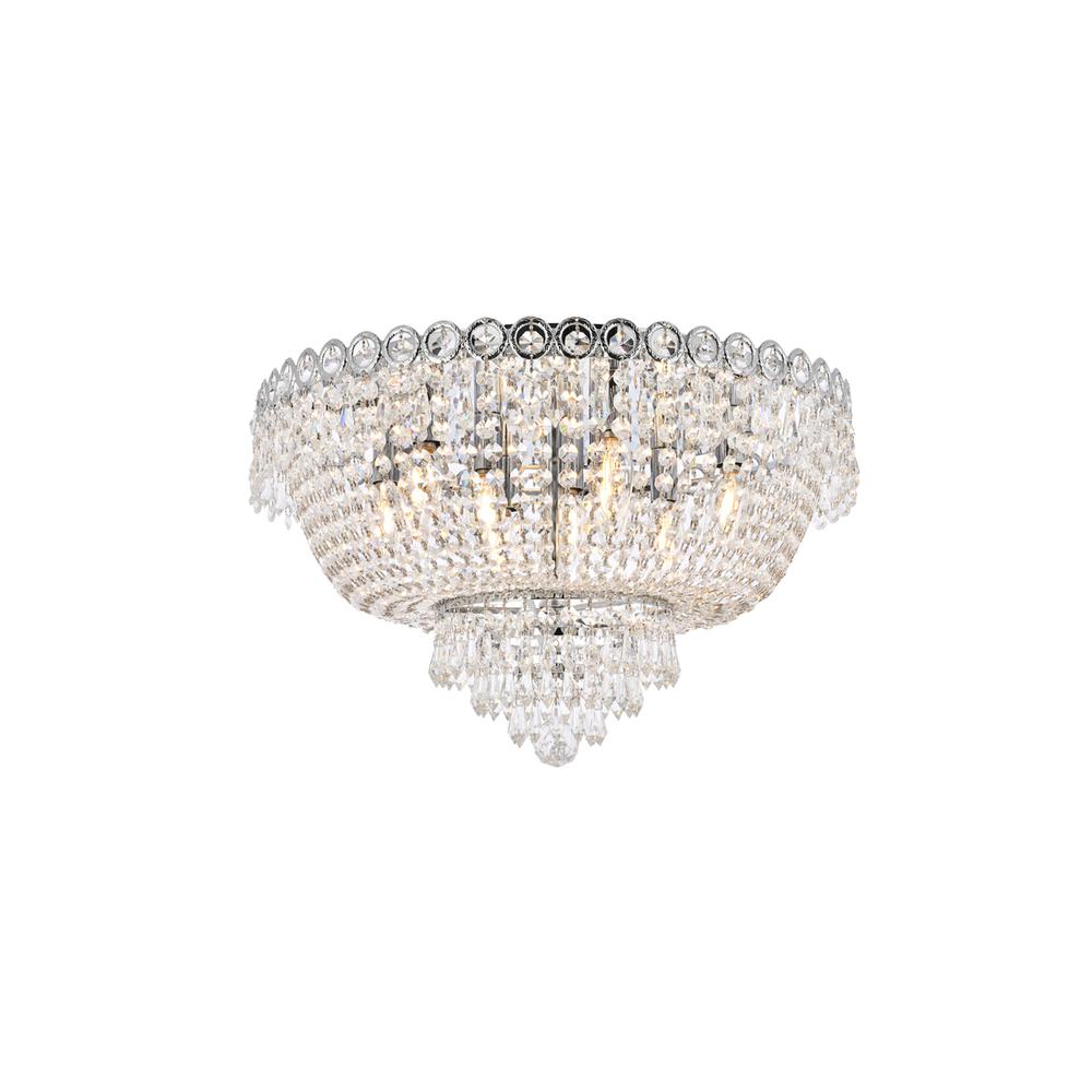 Century 9 Light Chrome Flush Mount Clear Royal Cut Crystal. Picture 2
