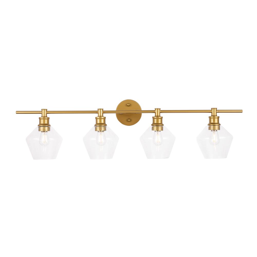 Gene 4 Light Brass And Clear Glass Wall Sconce. Picture 9