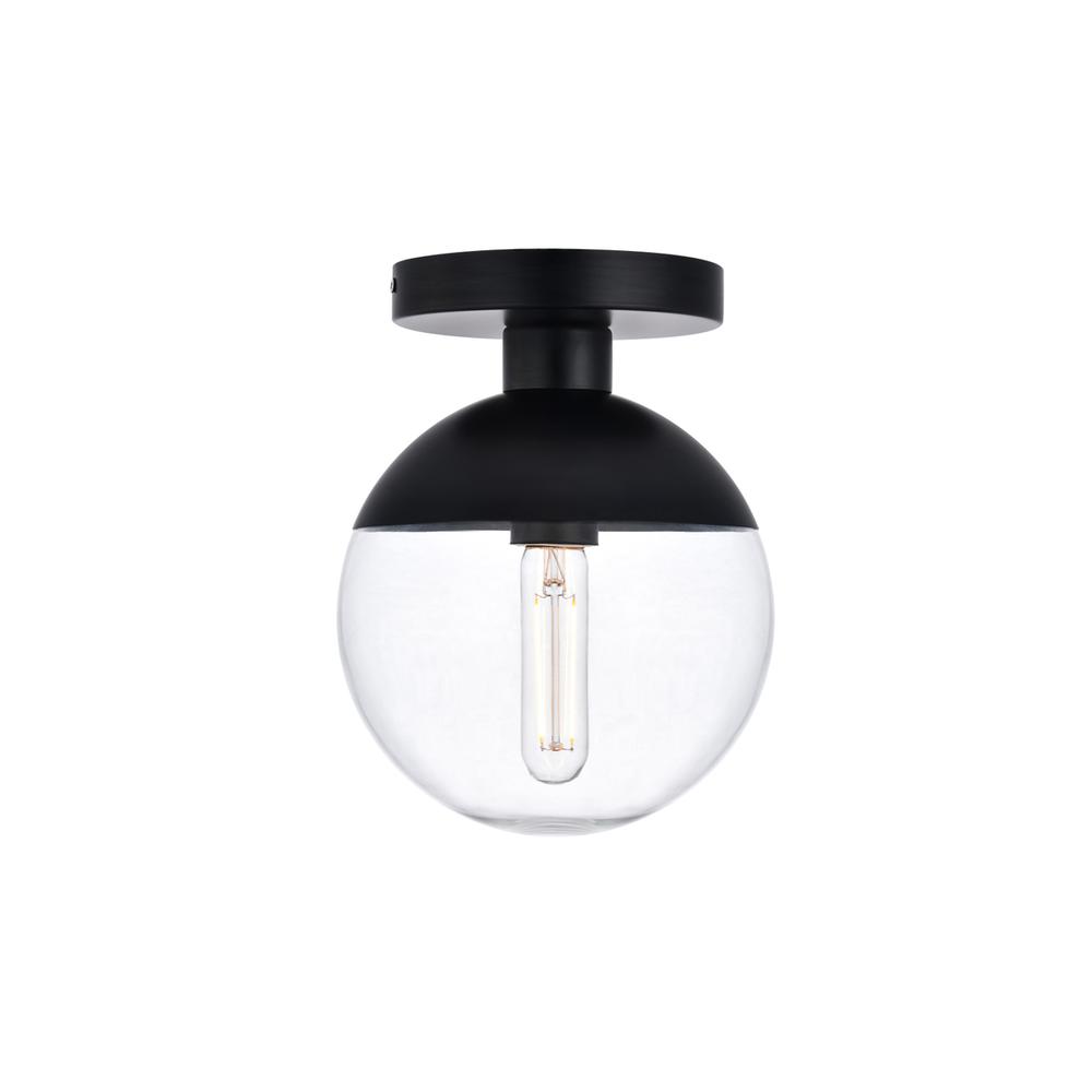 Eclipse 1 Light Black Flush Mount With Clear Glass. Picture 1