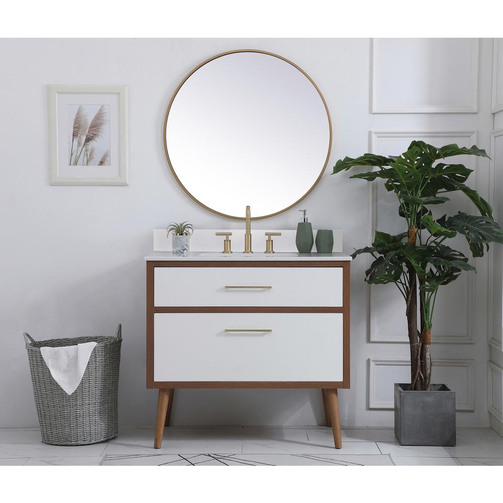 36 Inch Bathroom Vanity In White With Backsplash. Picture 4
