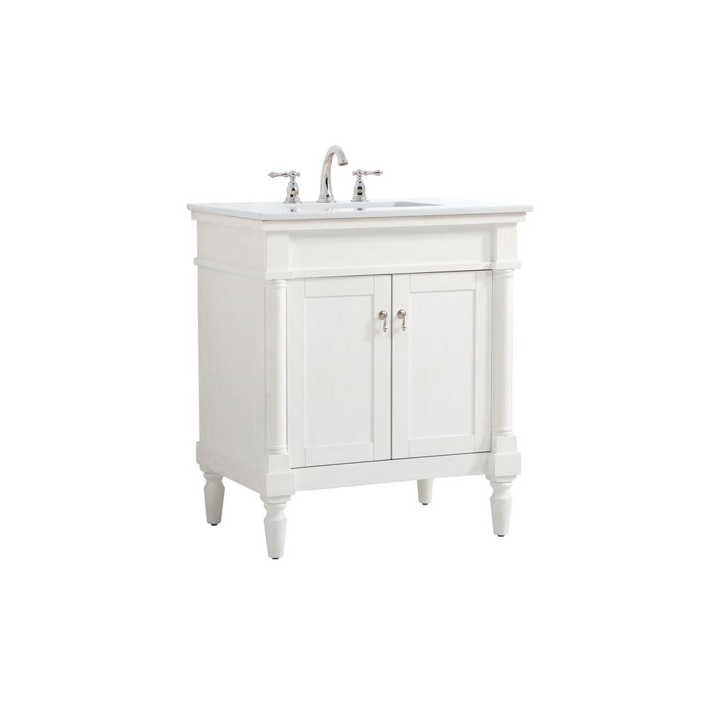 30 Inch Single Bathroom Vanity In Antique White. Picture 7