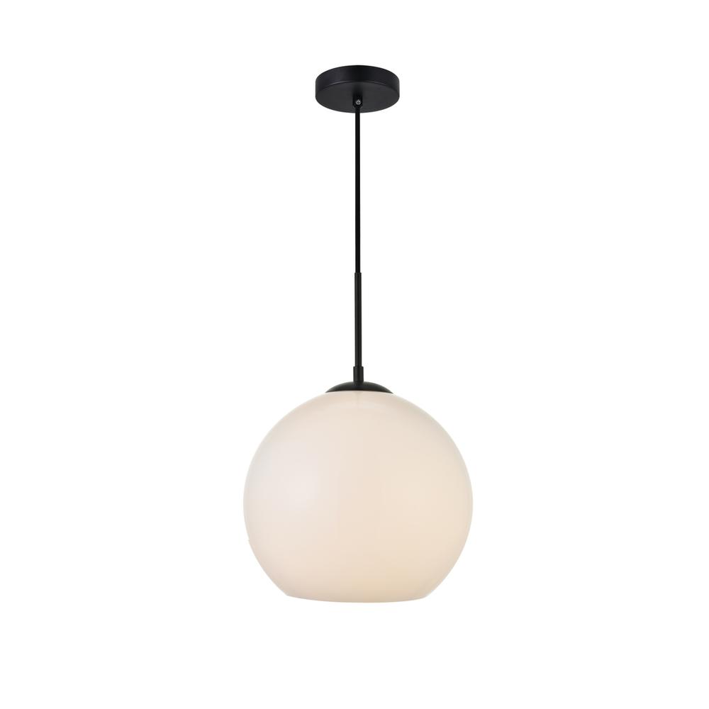 Baxter 1 Light Black Pendant With Frosted White Glass. Picture 1