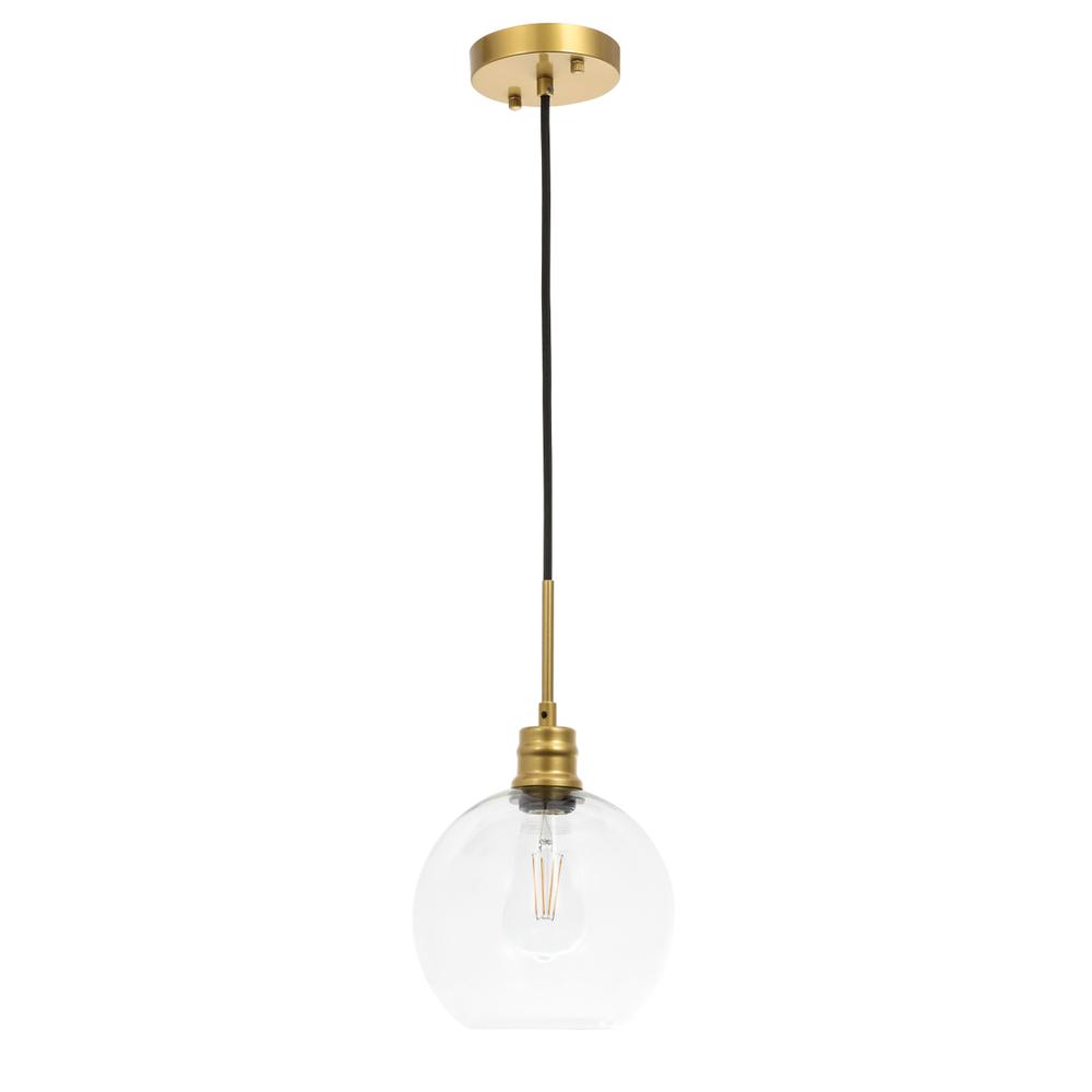 Emett 1 Light Brass And Clear Glass Pendant. Picture 2