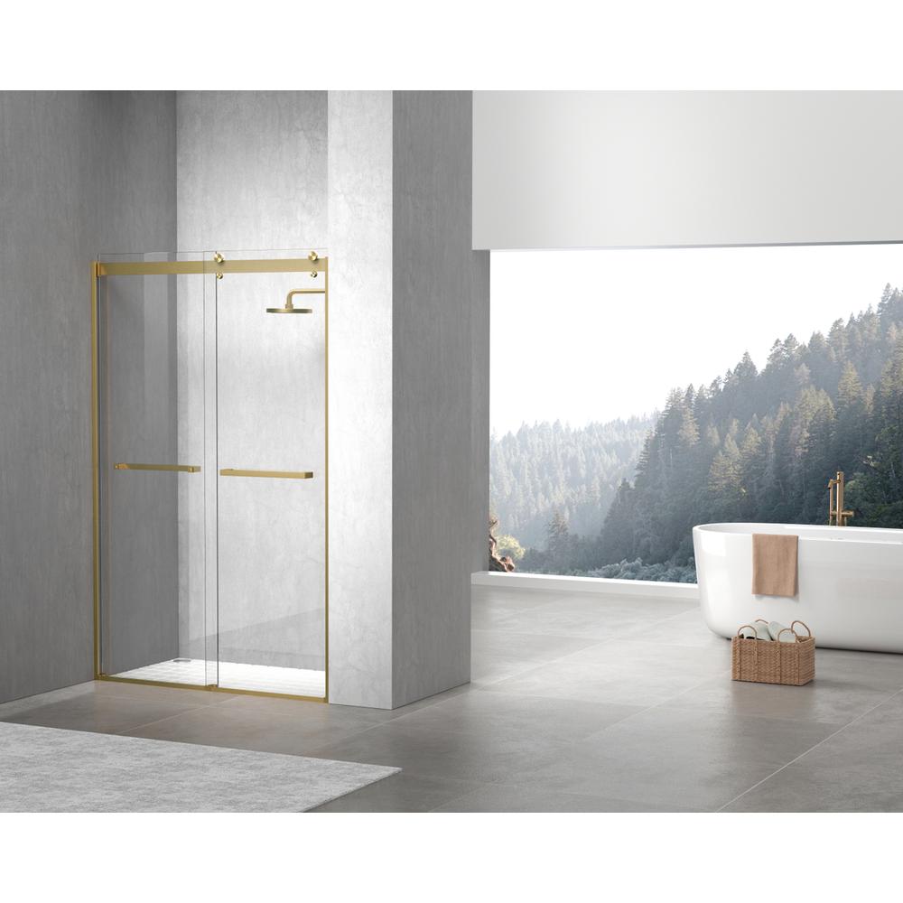 Frameless Shower Door 48 X 76 Brushed Gold. Picture 11